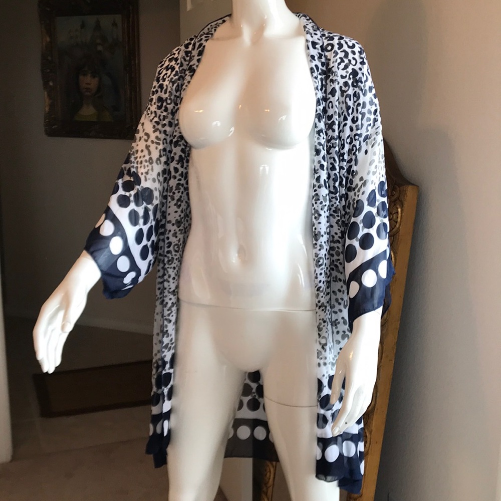 Gideon Oberson Navy Leopard Dot Coverup!